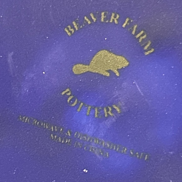 Cowboy Snowman ceramic blue large platter Beaver Farm pottery 15” diameter - Picture 9 of 11